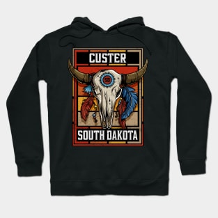 Custer South Dakota Native American Bison Skull Hoodie